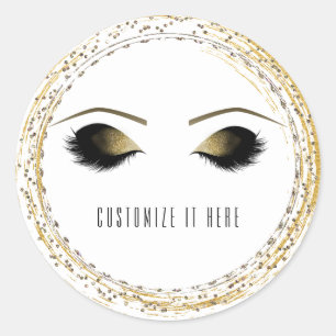 Silber Gold Glamour-Make-up Wimpern Personalisiert Runder Aufkleber
