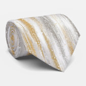 Silber Gold Glitzstreifen Krawatte (Gerollt)