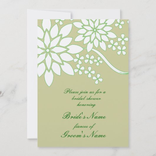 Silber, Gold, grünes Brautparty Einladung (Rückseite)