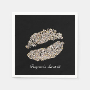 Silber Gold Lippen Faux Glanz Kuss Schönheit Make- Serviette