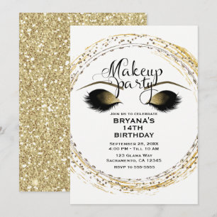 Silber & Gold Make-up Wimpern Glam Beauty Party Einladung