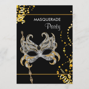 Silber Gold Mardi Gras Maskenparty Einladung