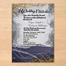 Silber-Gold-Navy-Acrylhchzeits-Einladung