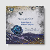 Silber Gold Navy Gästebuch Hochzeit (Vorderseite)