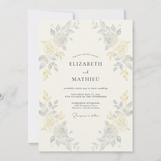 Silber-Gold-Rebe-Hochzeit Einladung (Vorderseite)