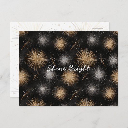Silber Gold Schwarz Weihnachtsfeier  Postkarte (Vorne/Hinten)