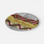 Silber, Gold und Karierte 7" Rundpapierplatte Pappteller (Schrägansicht)