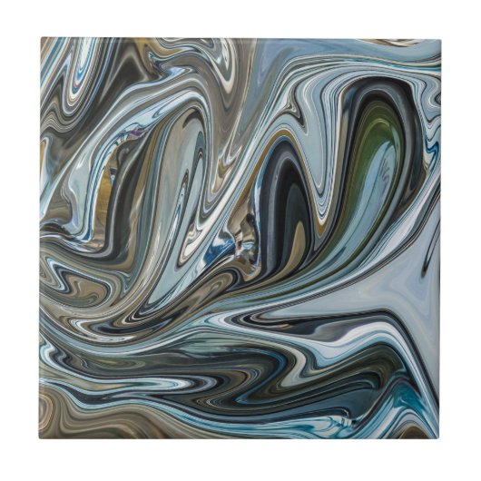 Silber, Gold und türkisfarbenes abstraktes Muster Fliese (Vorderseite)