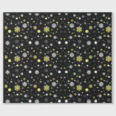 Silber & Gold Weihnachtsschneemuster Weihnachtsfei Geschenkpapier (Flach)