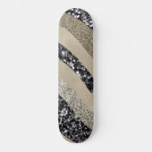 Silber Gold Welle Glitter Glam 1 Skateboard (Vorderseite)
