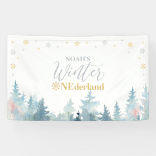 Silber & Gold Winter Onederland 1. Geburtstagsfeie Banner