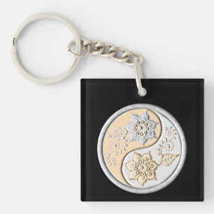 Silber & Gold Yin Yang Schlüsselanhänger