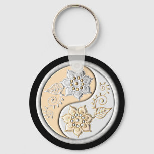 Silber & Gold Yin Yang Schlüsselanhänger