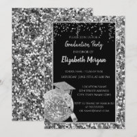 Silber-Graduierungskappe, Disco-Ball, Wein, Sequin