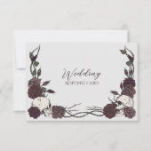 Silber Grau Dunkle Florale Schädel Hochzeit RSVP Save The Date (Vorderseite)