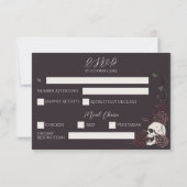 Silber Grau Dunkle Florale Schädel Hochzeit RSVP Save The Date (Rückseite)