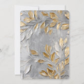Silber Grau Goldene Blätter Hochzeit Einladung (Rückseite)
