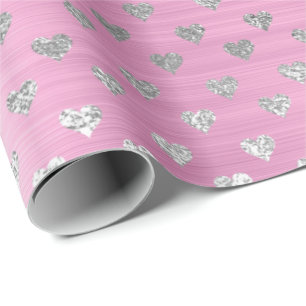 Silber-Grau-Metallic-Rosa Rose Blush Geschenkpapier