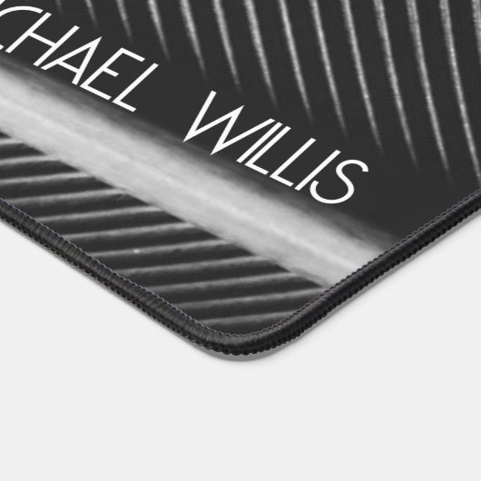 Silber graue Federstruktur Textur Linien Individue Schreibtischunterlage (Ecke)