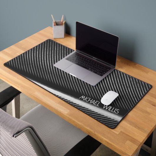 Silber graue Federstruktur Textur Linien Individue Schreibtischunterlage (Büro 2)