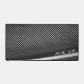 Silber graue Federstruktur Textur Linien Individue Schreibtischunterlage (Vorderseite)