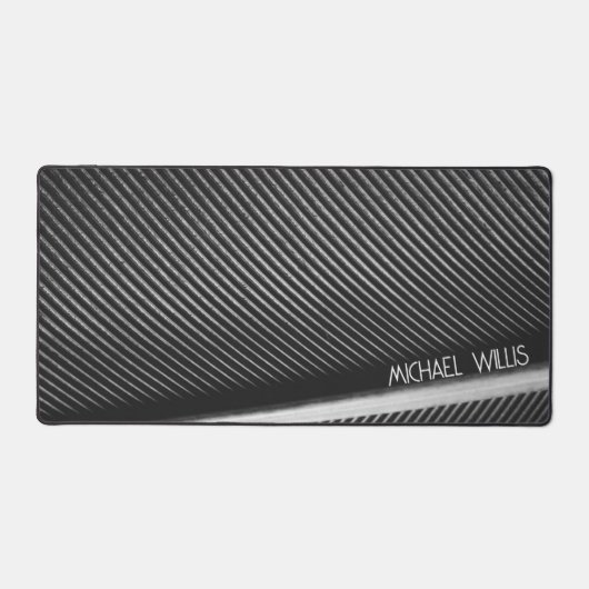 Silber graue Federstruktur Textur Linien Individue Schreibtischunterlage (Vorderseite)