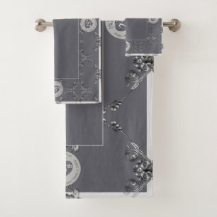 Silber & Gray Badetuch zum 25. Jahrestag Badhandtuch Set