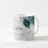 Silber-grüne Blume eleganter Monogrammname