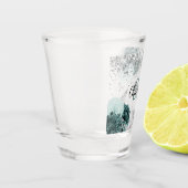 Silber-grüne Blume eleganter Monogrammname Schnapsglas (Links)