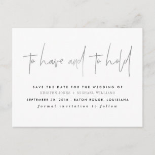 Silber haben und Save the Date halten Ankündigungspostkarte