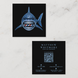 Silber-Hai-Rasierer-Friseursalon-Logo Hairstylist Quadratische Visitenkarte