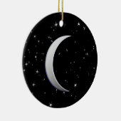 Silber-Halbmond - Sternenhintergrund Keramik Ornament (Rechts)