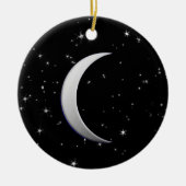 Silber-Halbmond - Sternenhintergrund Keramik Ornament (Vorne)