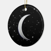 Silber-Halbmond - Sternenhintergrund Keramik Ornament (Links)