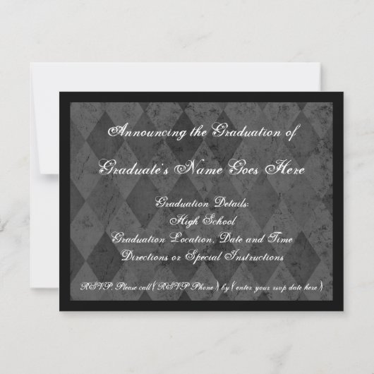 Silber Harlequin Round-Frame-Foto-Abschluss Einladung (Rückseite)