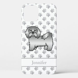 Silber-Havanese-Cartoon-Hund-Illustration & Name Case-Mate iPhone Hülle
