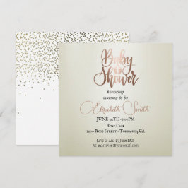 Silber Hintergrund, Konfetti, Babydusche Einladung