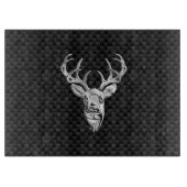 Silber Hirsch Design auf Carbon Fibre Style Print Schneidebrett (Vorderseite)