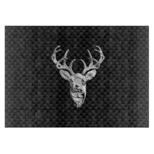 Silber Hirsch Design auf Carbon Fibre Style Print Schneidebrett