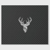 Silber Hirsch Kopf auf Carbon Fibre Style Dekorati Geschenkpapier (Flach)
