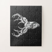 Silber Hirsch Kopf in Carbon Fiber Style Puzzle (Vertikal)