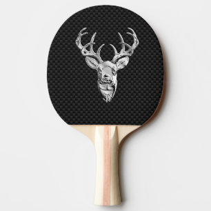 Silber Hirsch Kopf in Carbon Fiber Style Tischtennis Schläger