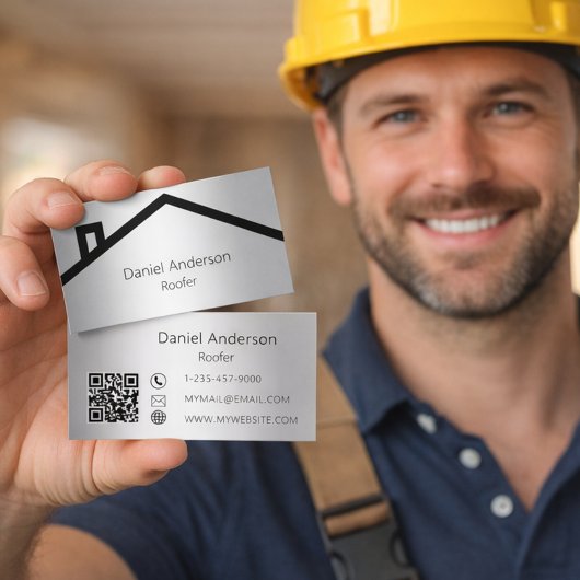 Silber House Dach moderner QR-Code Visitenkarte