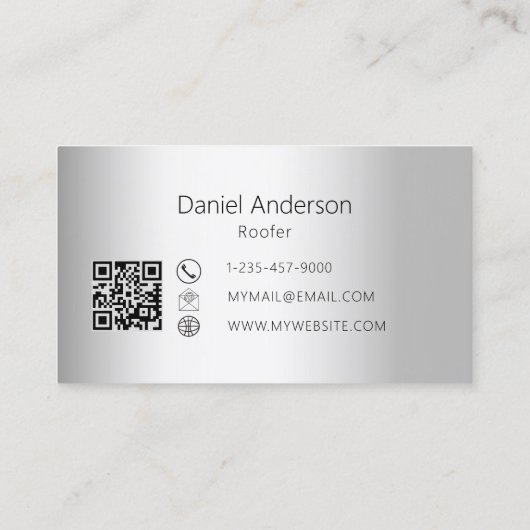 Silber House Dach moderner QR-Code Visitenkarte (Rückseite)