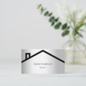 Silber House Dach moderner QR-Code Visitenkarte (Stehend Vorderseite)