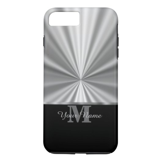 Silber-Imitat Metallisches Schwarzes Monogramm Case-Mate iPhone Hülle (Rückseite)