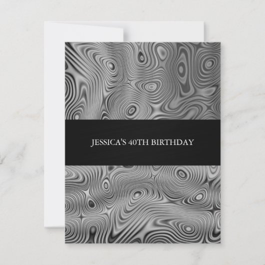 Silber Imitat Seidenstoffe Abstrakte Geburtstagspa Einladung (Vorderseite)