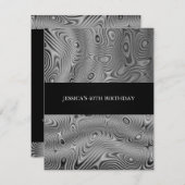 Silber Imitat Seidenstoffe Abstrakte Geburtstagspa Einladung (Vorne/Hinten)