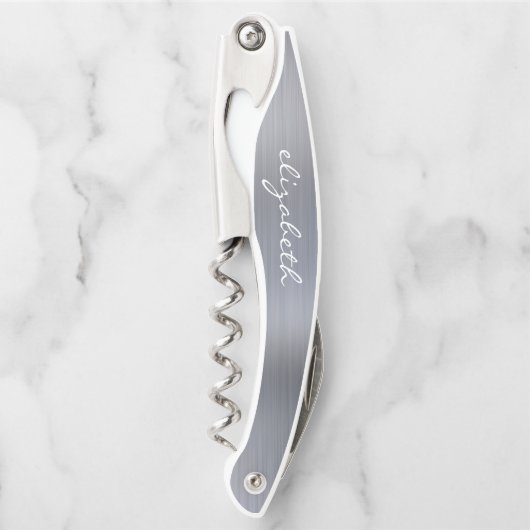 Silber-Imitate Gestrickte Personalisierte Schrift Kellnermesser (Vorderseite)