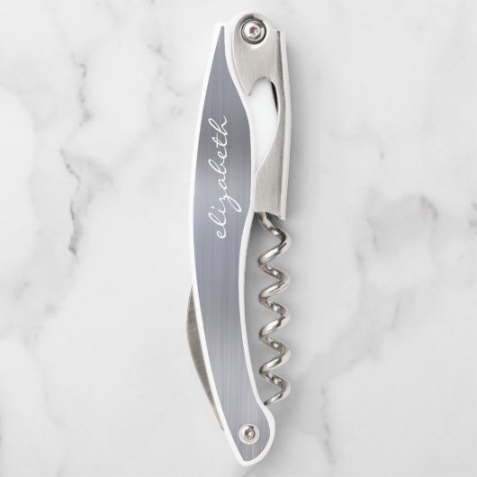 Silber-Imitate Gestrickte Personalisierte Schrift Kellnermesser (Rückseite)